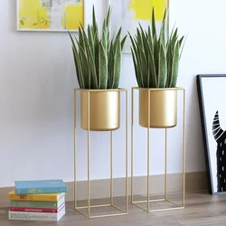 Special Nordic Creative Gold Floor Flower Stand Fashion Light Luxury Living Room Shelf Simple Metal Simulation Plant Pot Tray