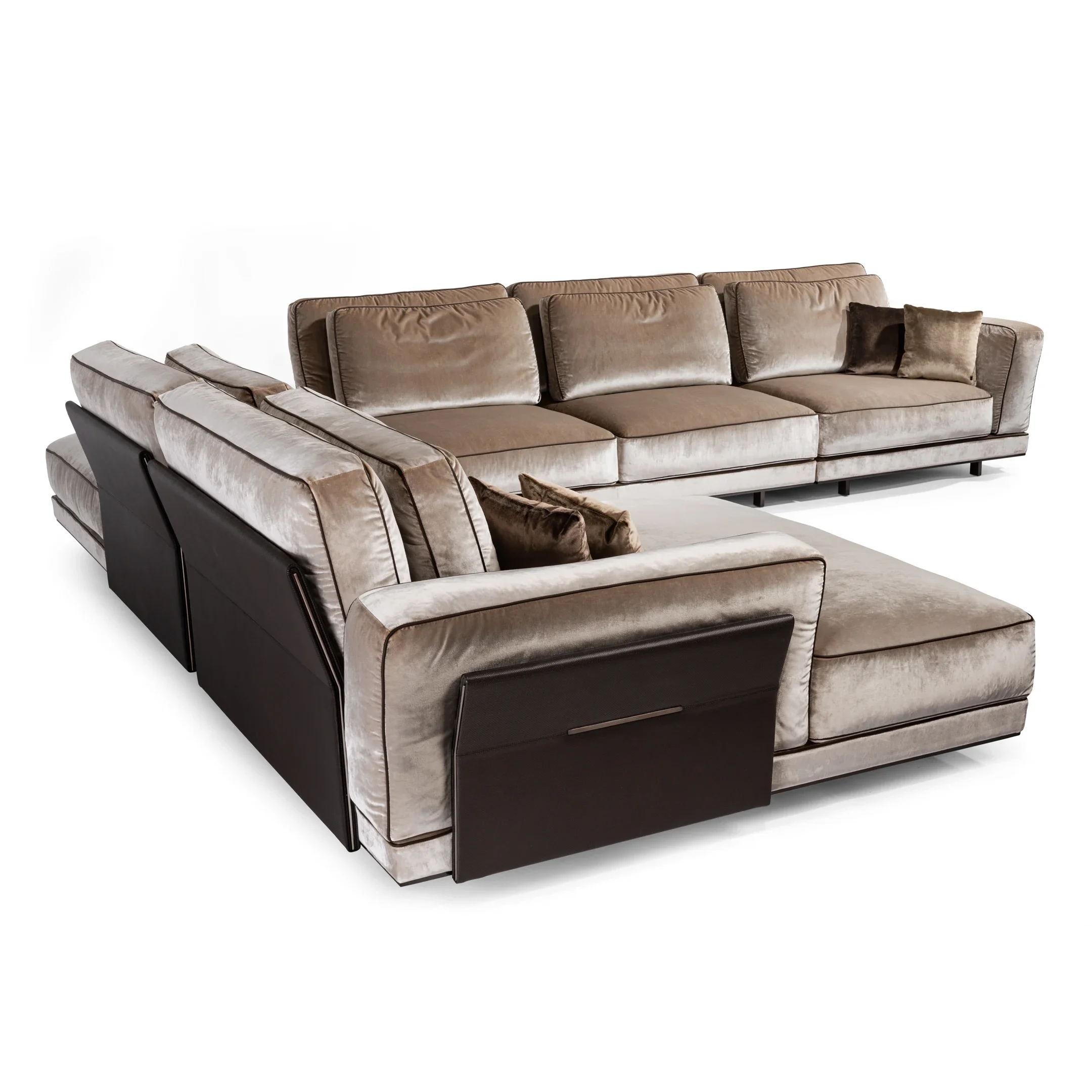 High End Italian Shape Corner Couch Living Room Sofa Modern Modular Combination Velvet Sectional Sofa Furniture Set