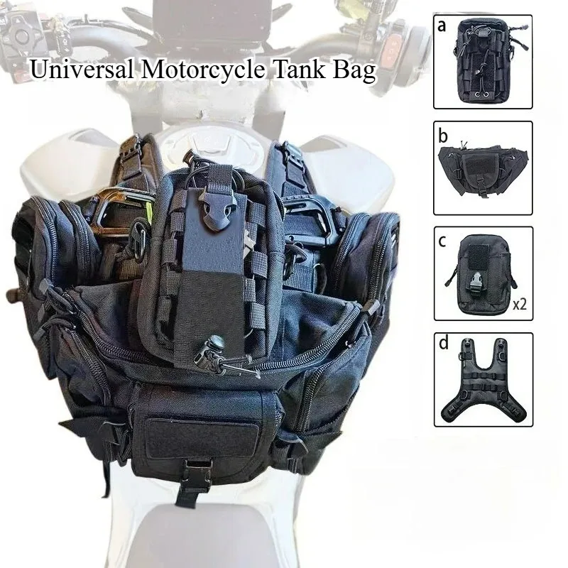 Motorcycle Universal Fuel Tank Bag, Fuel Tank Mounting Base, All-Functional Equipment, Fuel Tank Vest