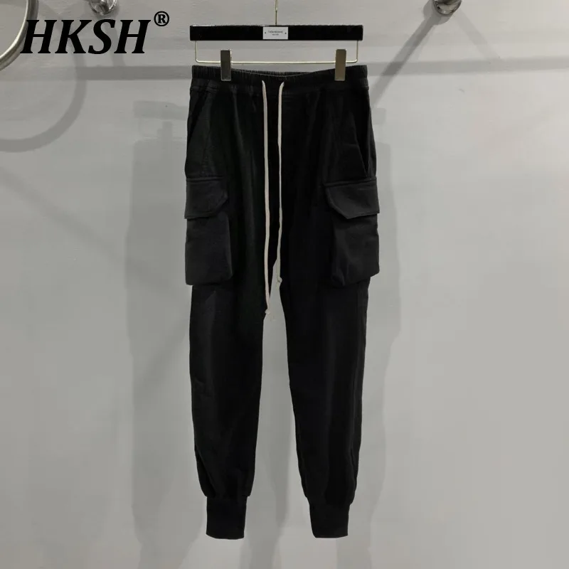 HKSH Men'stide Dark Versatile Workwear Casual Pocket Decoration Slim Fit Long Pants Cotton Fashion RO Style Chic Trousers HK1386