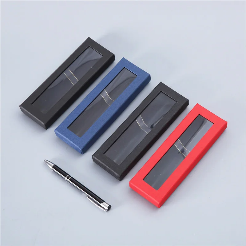 200Pcs/Lot Pen Box With Window Paper Packaging Gift Gel Pen Box Pencil Cases Pen Boxes Packaging Jewelry Gift Box Pencil Box