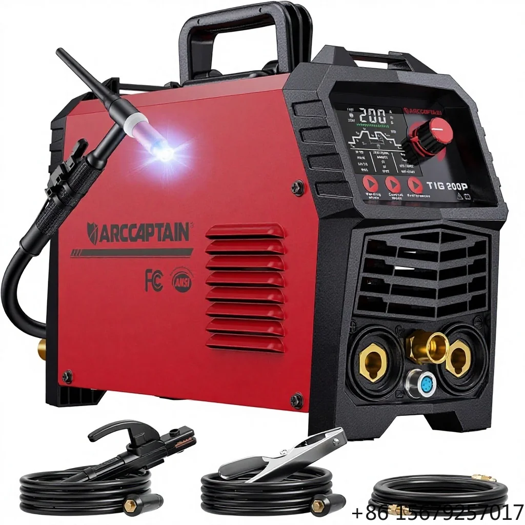 ARCCAPTAIN TIG200P 200Amp DC 5.1HF/Lift/Pulse/Spot TIG Stick Welder 110V/220V Dual Voltage Multi-Process Wleding Machine