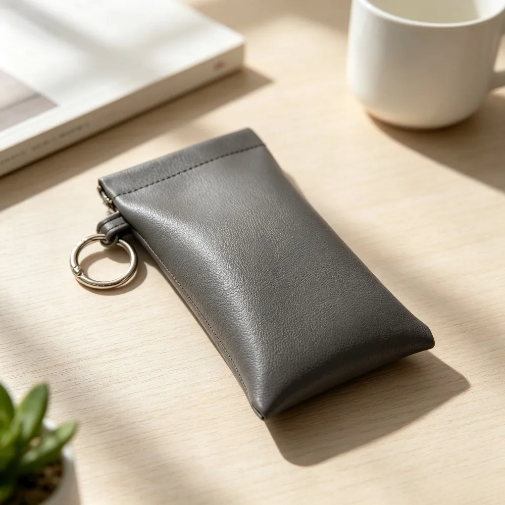 PU Leather Glasses Storage Bag Soft Waterproof Reading Glasses Pouch Automatic Closure Hanging Myopia Glasses Case