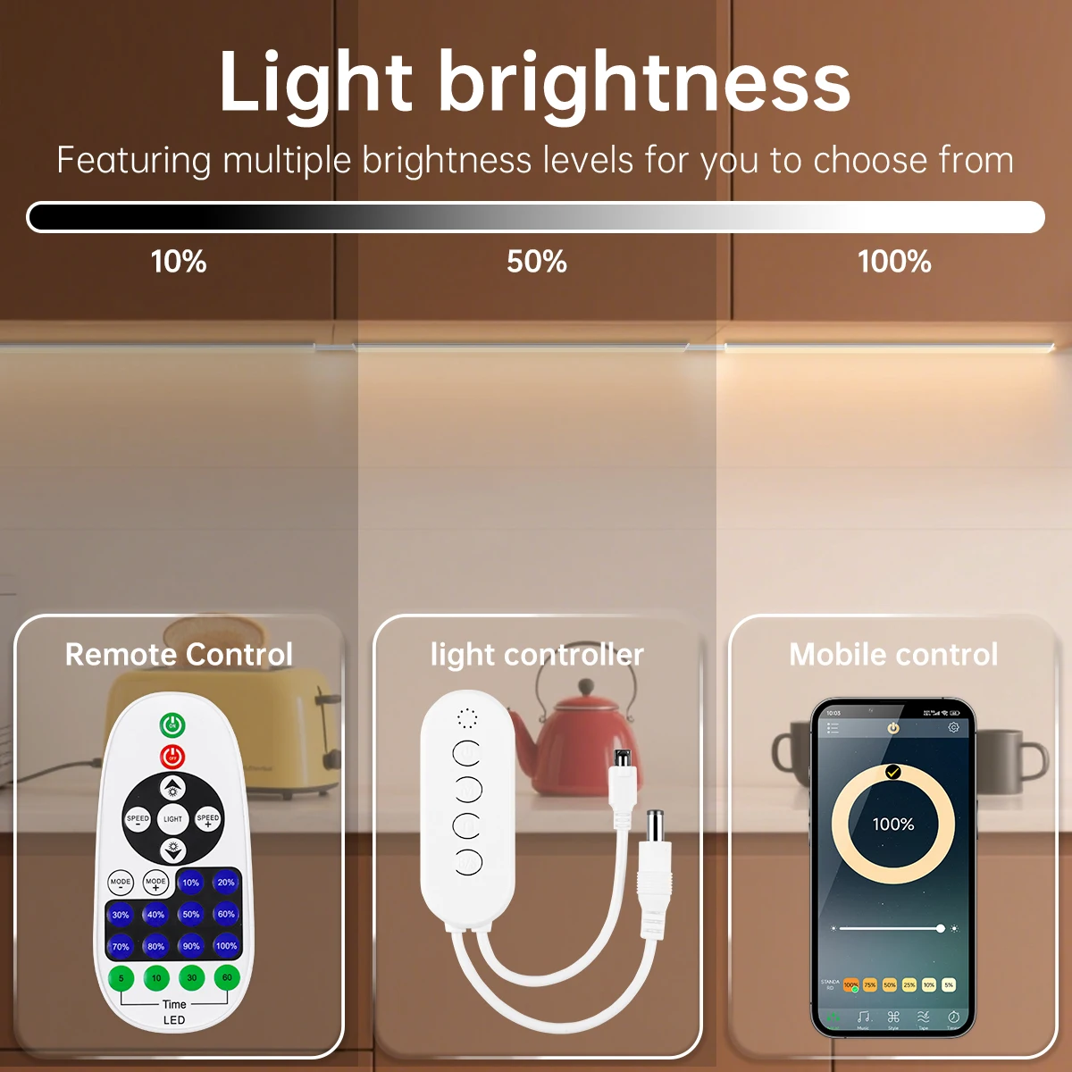 1-6PCS LED Bar Light Efficient Heat Dimmable RF Remote/Bluetooth Control 12V 30CM/40CM/50CM Night Lihgt for Kitchen Living Room