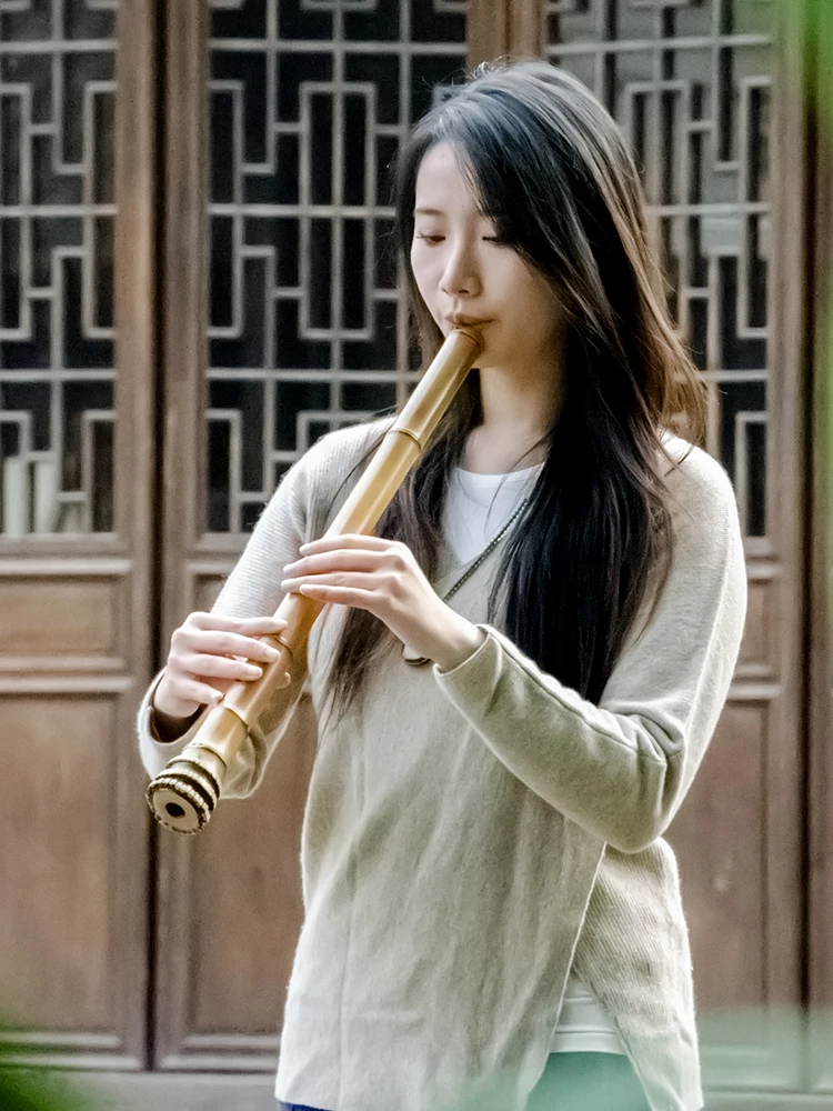 YPXD Nan Xiao Flute Jin Bamboo Flute Shakuhachi Vertical Flute 8 Holes Chinese Flute G F E D Key Professional Musical Instrument