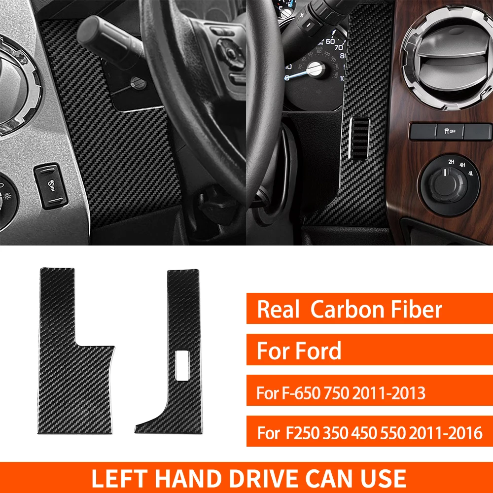 For Ford F-250 350 450 550 F-650 750 2011-2016 Real Carbon Fiber Stickers Steering wheel side panel Car Accessories decorative