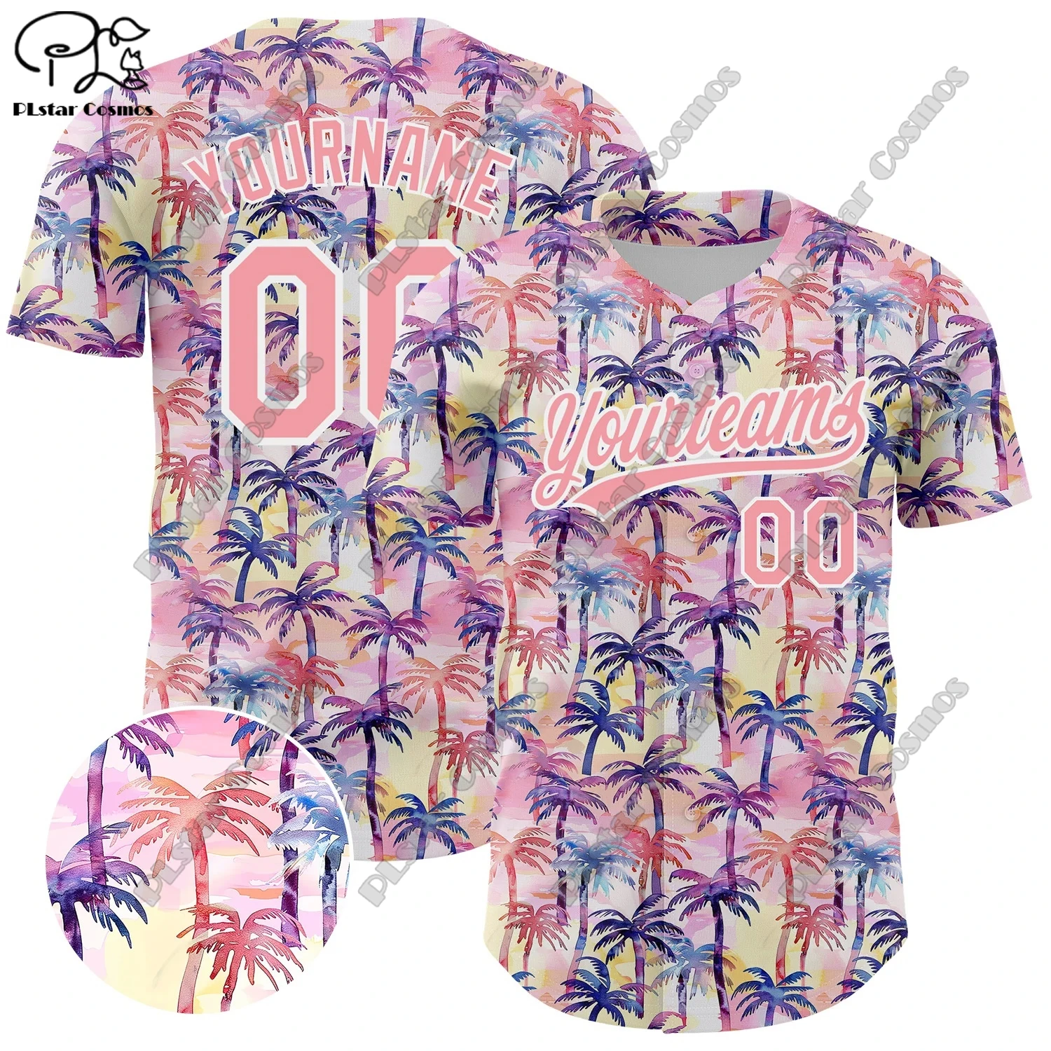 PLSTAR COSMOS custom name 3D print Hawaiian beach coconut tree and sunset design genuine brand new casual baseball jacket h-3