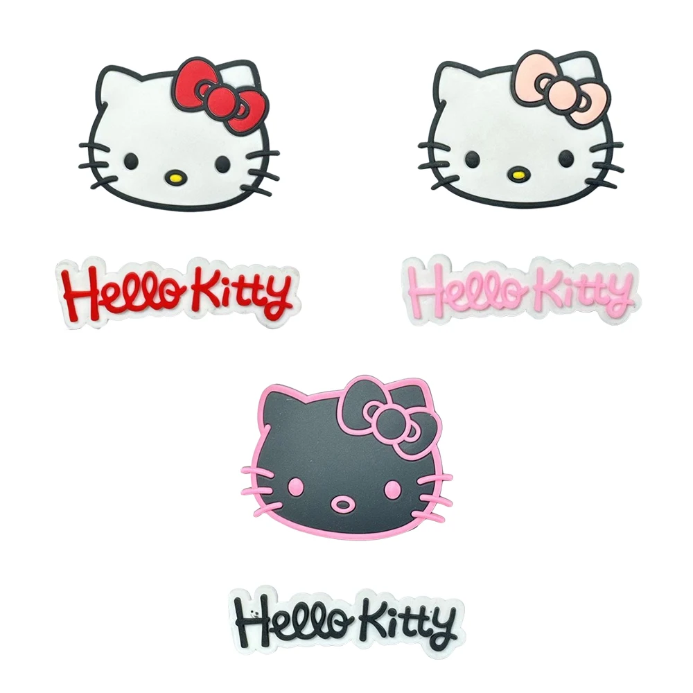 2-6PCS big head hello Kitty letter Shoe Charm Mix Wholesale PVC Decoration Buckle Sandal Shoe Detachable Waterproof To Xmas Gift