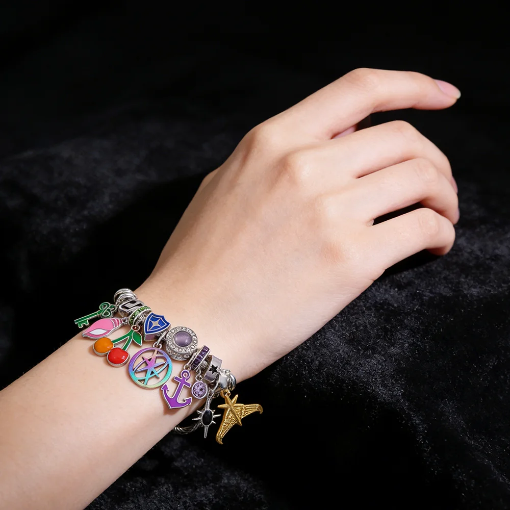 Zinc Alloy KPOP Charm Bangle - Rhinestone Embellished, Music Themed Graduation Gift for Him, Fan Commemorative Jewelry