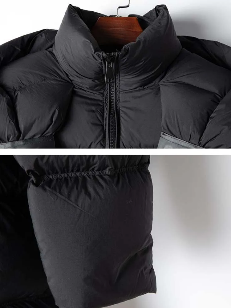 INKEO-Chaqueta de plumón de pato blanco para mujer, Abrigo acolchado con capucha y cremallera, ropa de abrigo cálida a la moda, color negro, 90%,