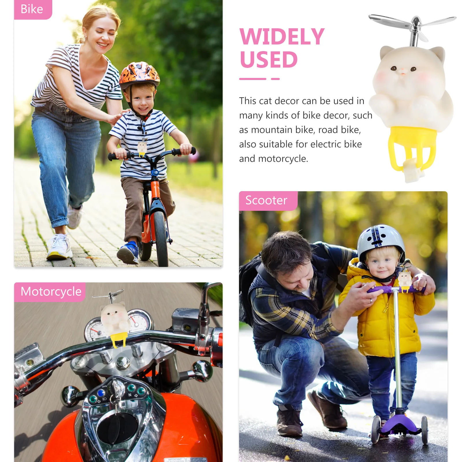 

Kitten Windmill Ornaments Motorcycle Handlebar Decoration Cat Cute Bike Dashboard Propeller Accessories Animal