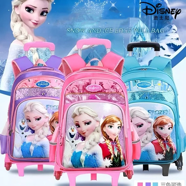 Disney Frozen Elsa With Wheels Trolley Detachable Schoolbag Boys Girls School Students Large Capacity Waterproof Backpack Gift AliExpress