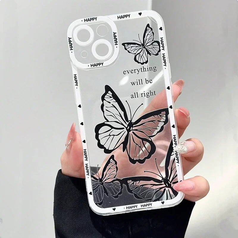 Pink Butterfly Phone Case For OPPO Reno 12F 12 7 11 11F 10 2F 4 8 8T 8Z 7Z 7 6Z 6 5 Pro Plus 4G 5G Clear Soft TPU Cover