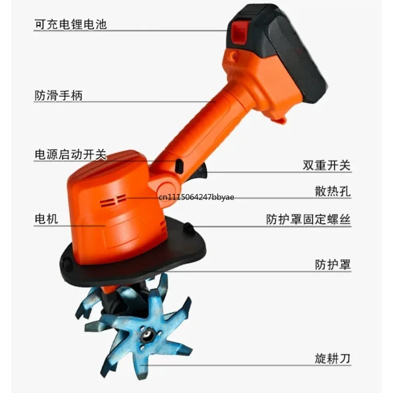 Handheld Lithium-ion Battery Micro Tiller, Portable Weeder & Small Cultivator for Garden Soil Loosening