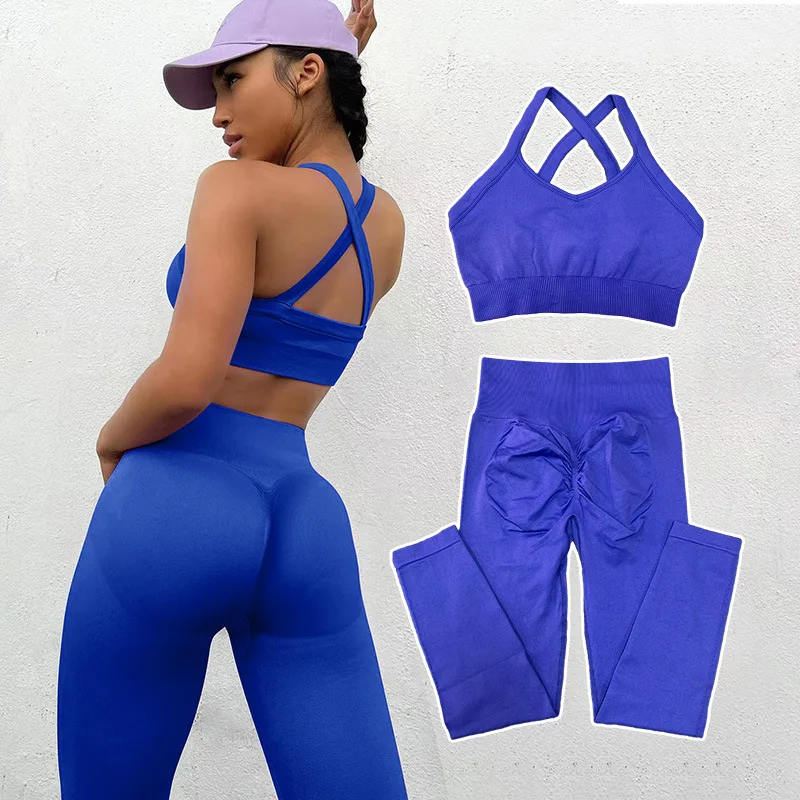 

Seamless Yoga Sets Sports Fitness High Waist Hip-Lifting Pants Beauty Back Bra Suits Workout Clothes Gym Leggings Sets for Women