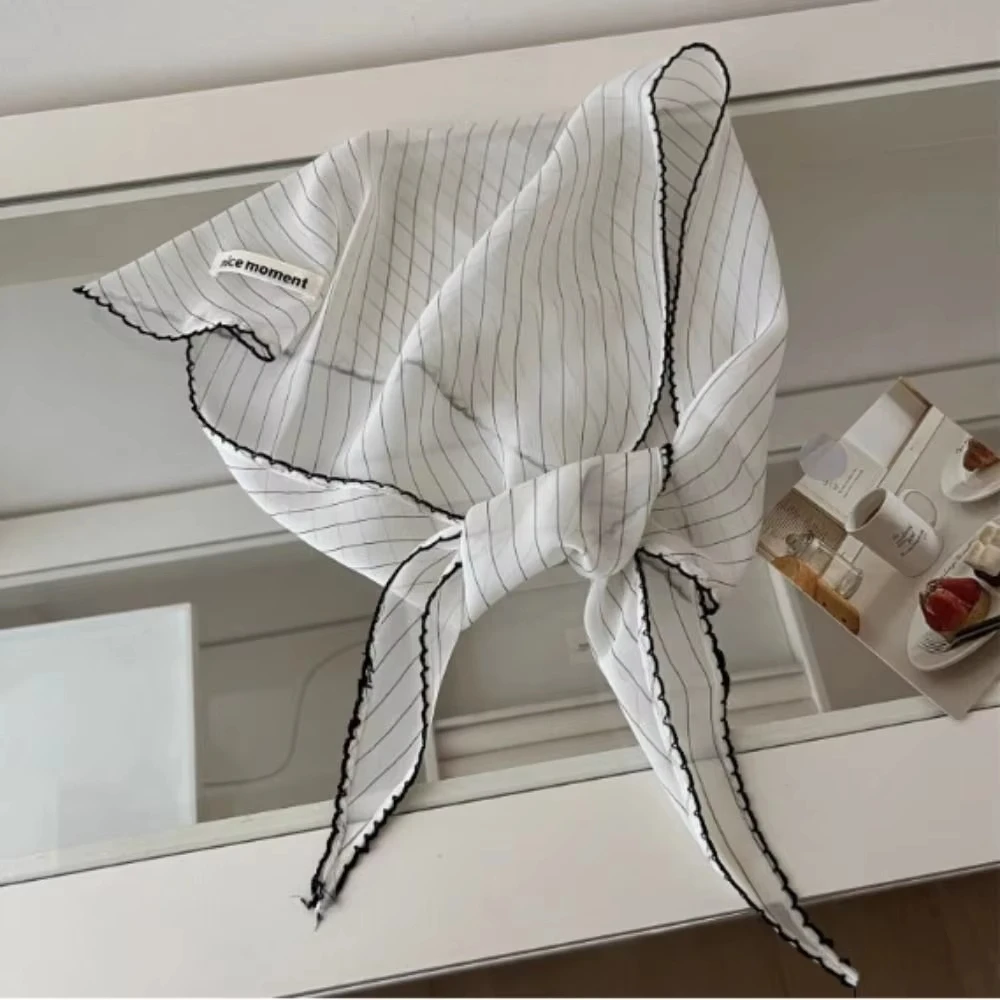 منديل الحلو البولكا نقطة عقال عمامة الكورية الطازجة وشاح صغير رقيقة مخطط الثلاثي رباط شعر الفتيات