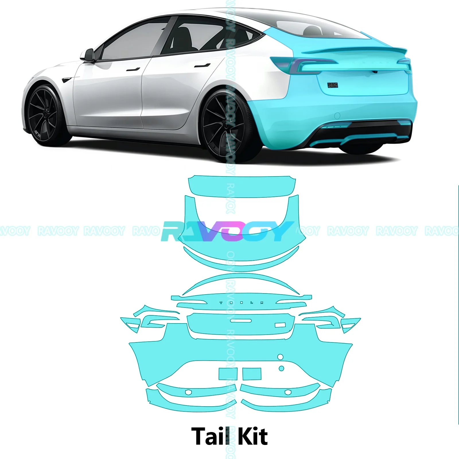 Voor Tesla Model 3 Prestaties 2024-2025 Voorgesneden Verfbeschermingsfilm Volledig voertuig Antikras Exterieur TPU PPF Heldere koplampen