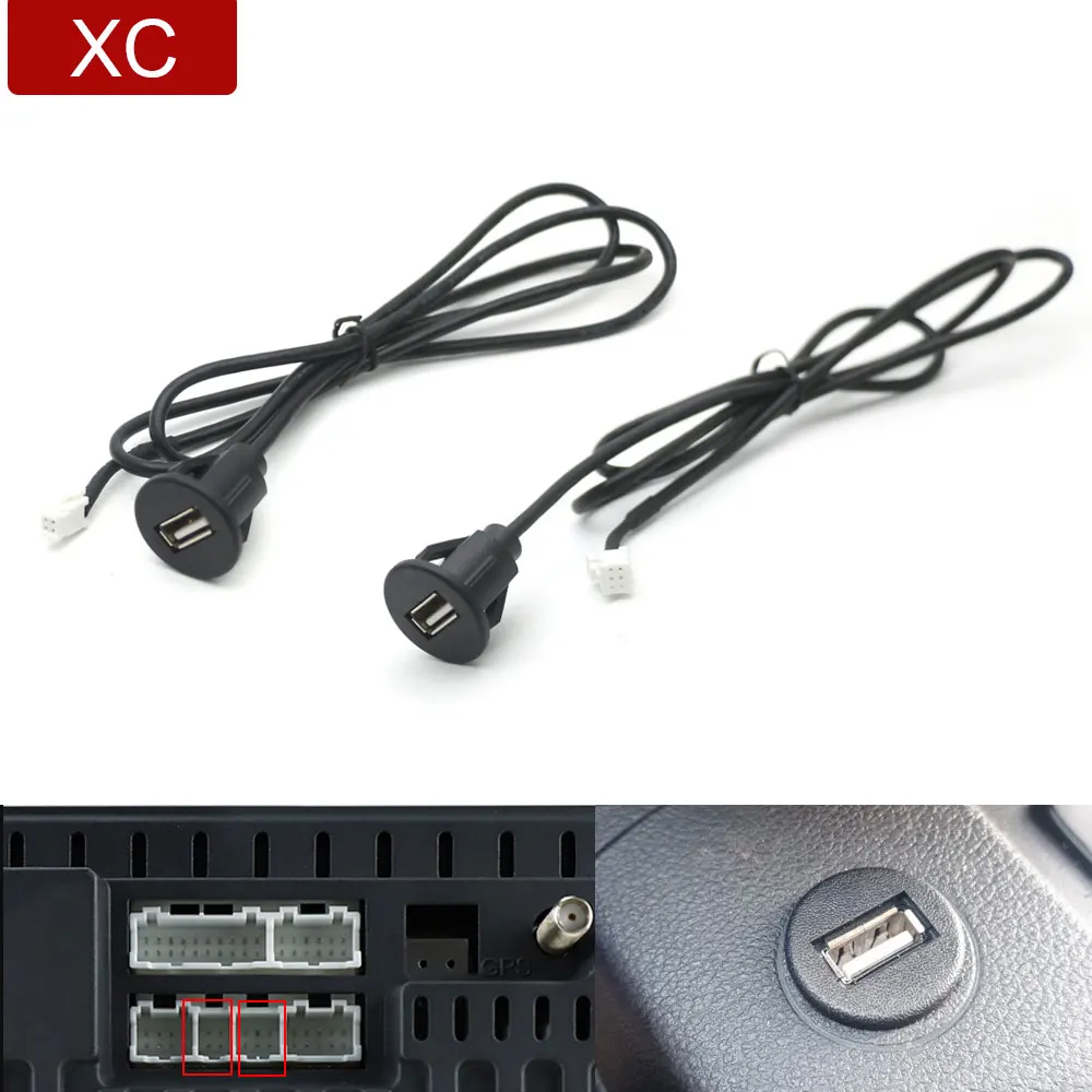 

4 6 Pin Car USB Female Dash Board Mount Panel Extension Cable Adapter for Android Radio Multimedia Navigation