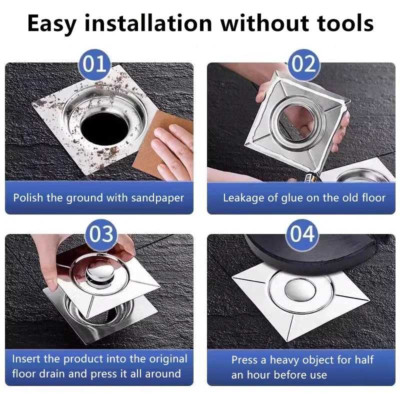 Pop Up Foot Floor Drain Square Shower Drain Bathroom Pop Up Floor Drain Sink Drain Stopper Foot Pedal Push Down Bath Drain Plug