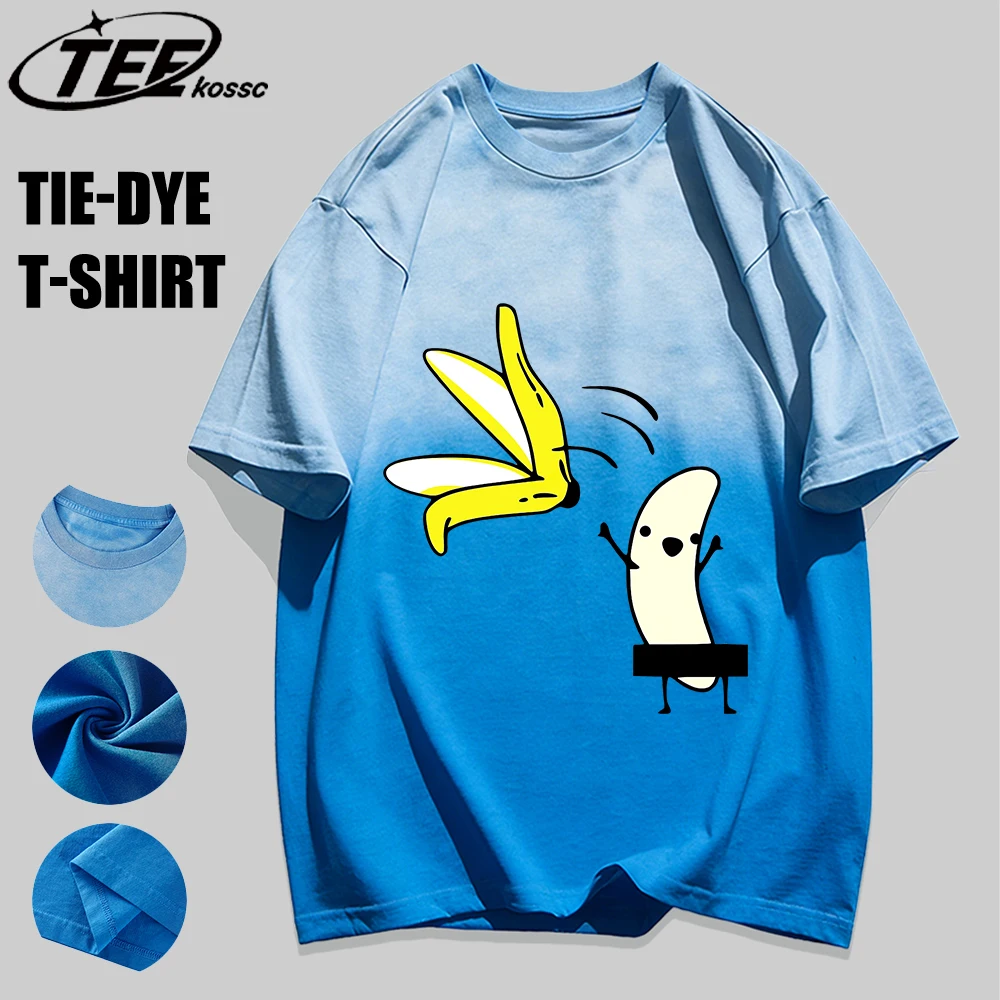 

Футболка унисекс с принтом «Банан» и эффектом тай-дай, повседневная, из хлопка, дышащая, спортивная, с коротким рукавом, мягкая, в стиле ретро