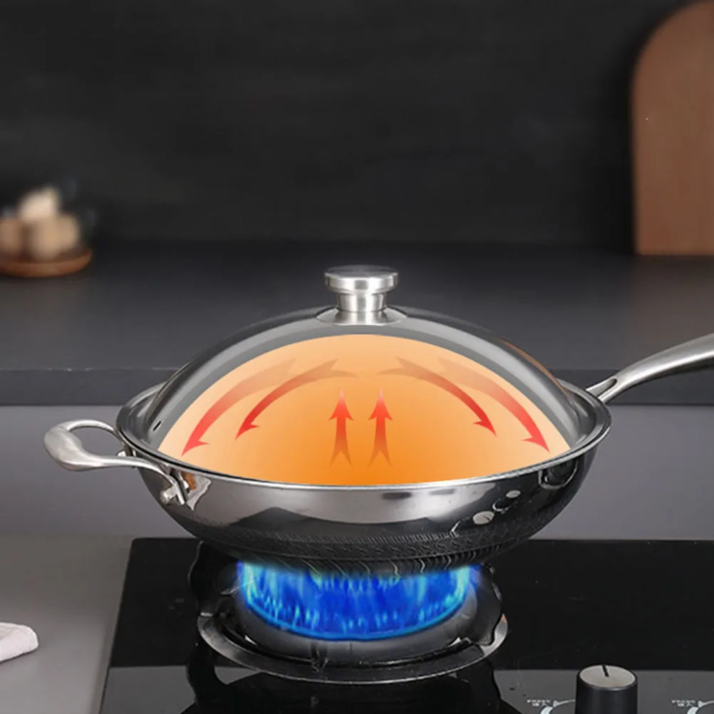 

Thickened Stainless Steel Pot Lid 34cm-36cm Expandable Handle Fits Pots Pans Woks Cylinder Barrel Covers Lightweight