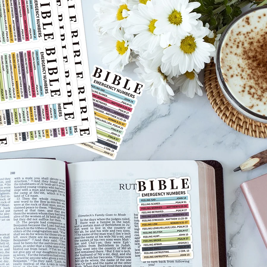 45 Pcs Bible Emergency Numbers Sticker Christian Bible Verse Jesus Decal Motivation Inspirational Stickers .
