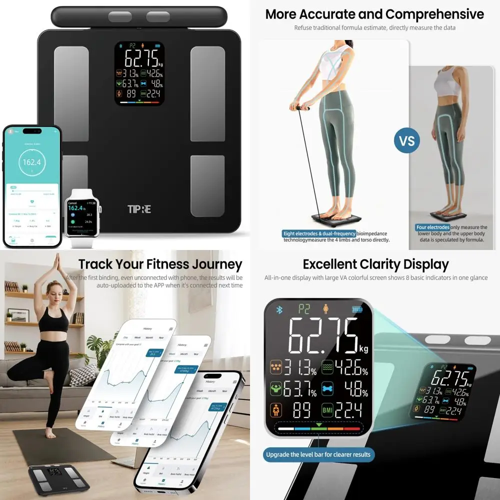 

Digital 8-Electrode Body Fat Scale with Full Composition Analysis for Weight, BMI, and Health Monitoring