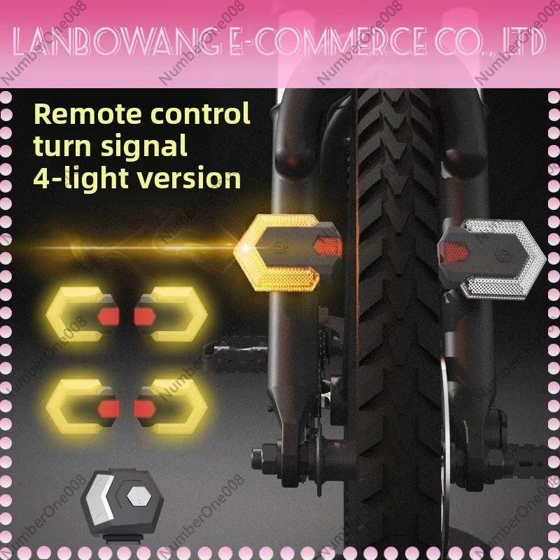 Wireless Remote Split 4 LED Front Rear Turn Signal Lights Wireless No Wiring Rechargeable Signal Light for Bicycle Electric
