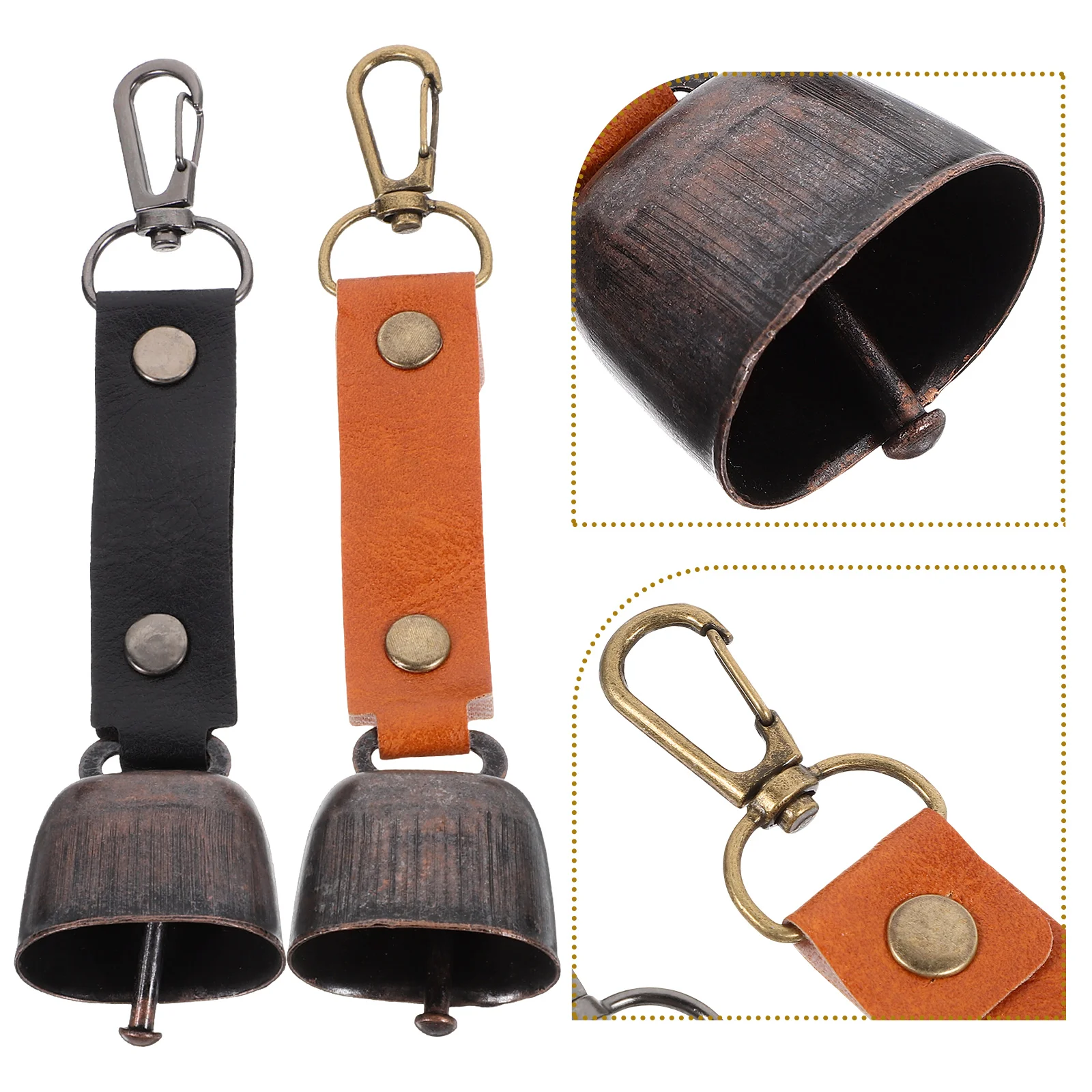 2 Pcs Outdoor Bell Pendant Bear Camping Key Chain Warning Anti Lost Bells Caramel Black Lightweight Compact Loud Sound