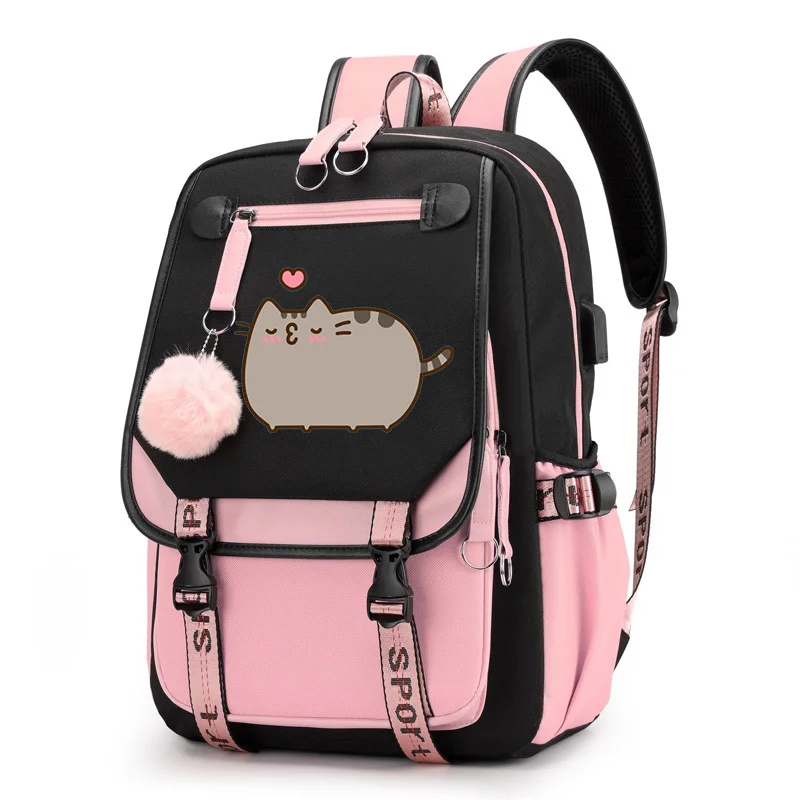 Kawaii Cat Backpack Students Girls Casual School Bags Laptop Travel Bag Cartoon Cat Knapsack New Oxford Large Capacity Backpacks