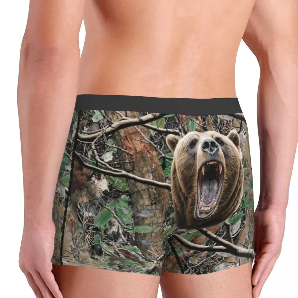 그리즐리 베어 발렌타인 데이 속옷 남성 생일 선물 남편을위한 인쇄 된 복서 팬티 반바지 팬티 통기성 속옷