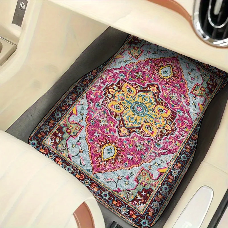 

4pcs, Bohemian Elements Universal Car Floor Mats, Suitable For Front And Rear Seat Protection For All Vehicles, Stylish And Dura