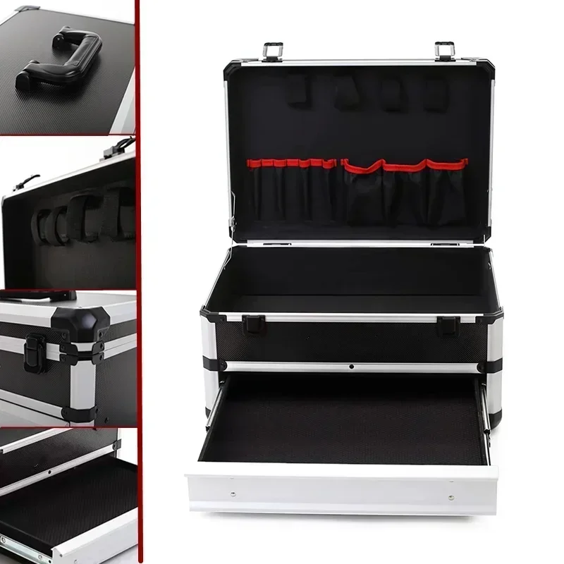 Aluminum Case Tool Box With Drawers Portable Multi Tool Storage Case For tools Electric Suitcase Equipment Tools Organizer Box