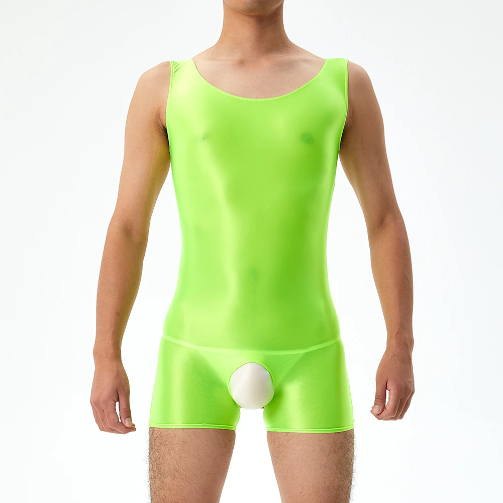 رجل الملابس الداخلية النفط لامعة Crotchless أكمام قميص حللا مثير انظر من خلال داخلية رجل تانك القمم