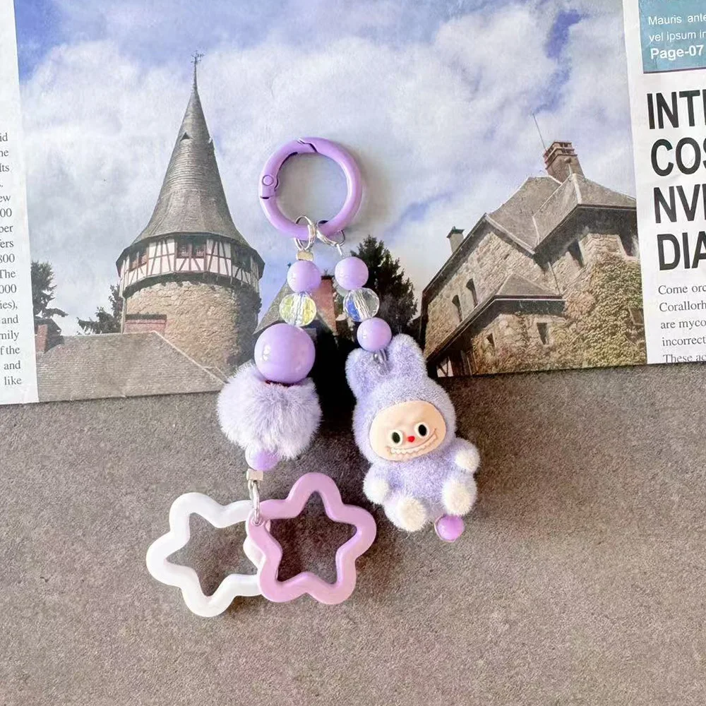 LLavero de Labubu Kawaii, muñeca tridimensional, colgante para mochila escolar, pareja de dibujos animados, cadena para teléfono móvil, regalos para mujeres y hombres
