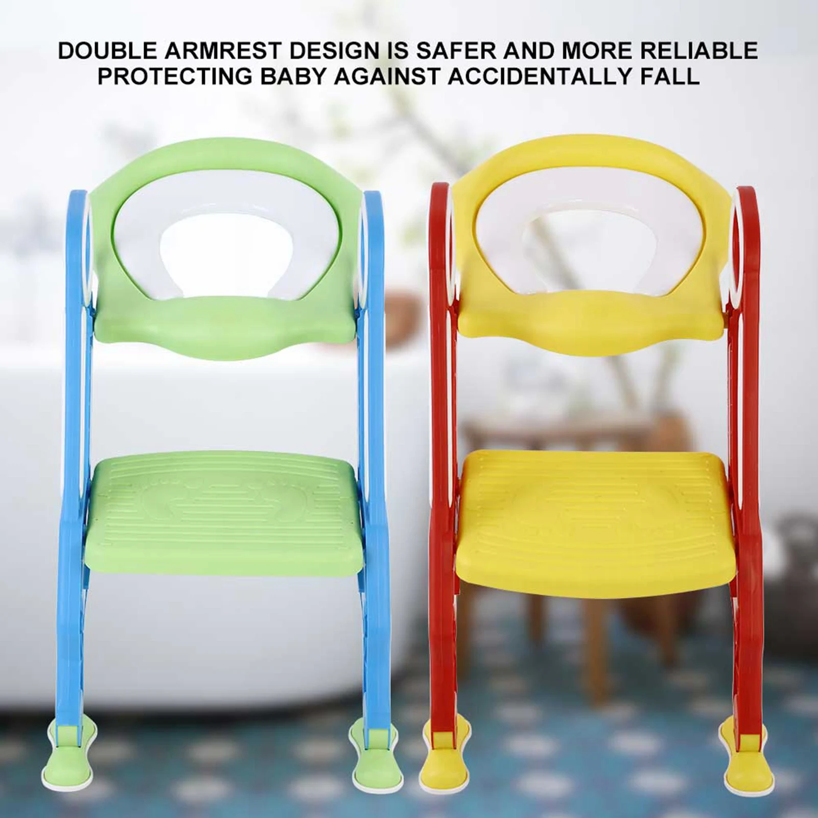 Baby Toddler Soft Toilet Chair Ladder Adjustable Safety Potty Training Seat (Red Yellow) image 3