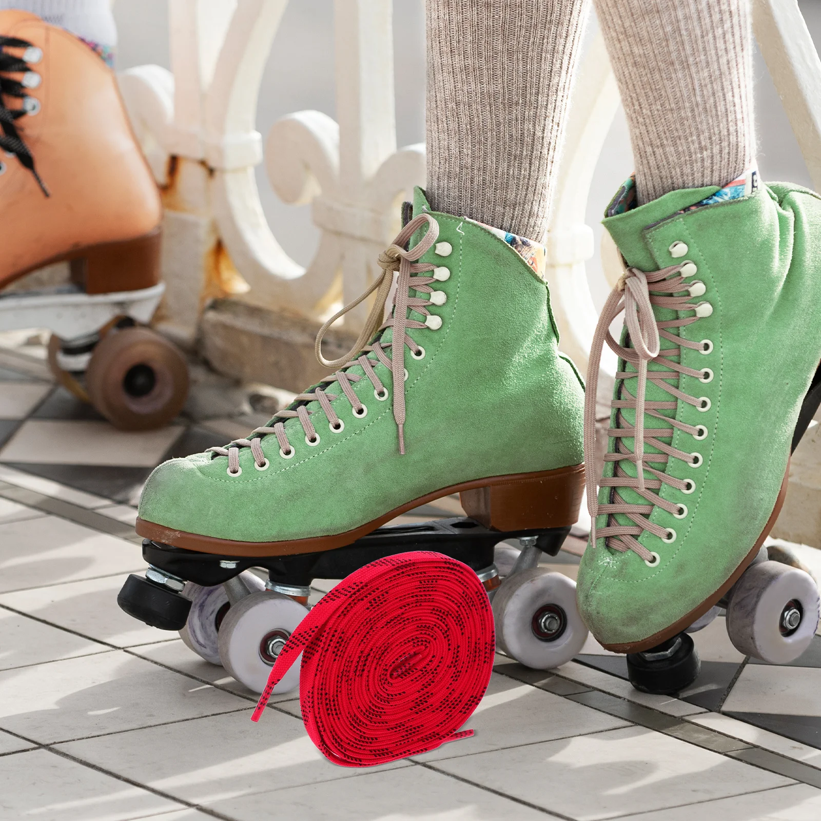 2Pairs هوكي الجليد أربطة الحذاء شقة ملونة أربطة تزلج دائم ل الشكل الزلاجات زلاجات دوارة أحذية رياضية أحذية رياضية