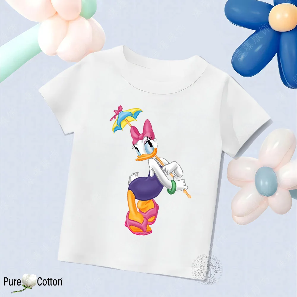 Multicolor Pure Cotton Children's Clothing T-shirt Comfortable Material and Infant Cartoon Printed Daisy Quick Drying Kid Top