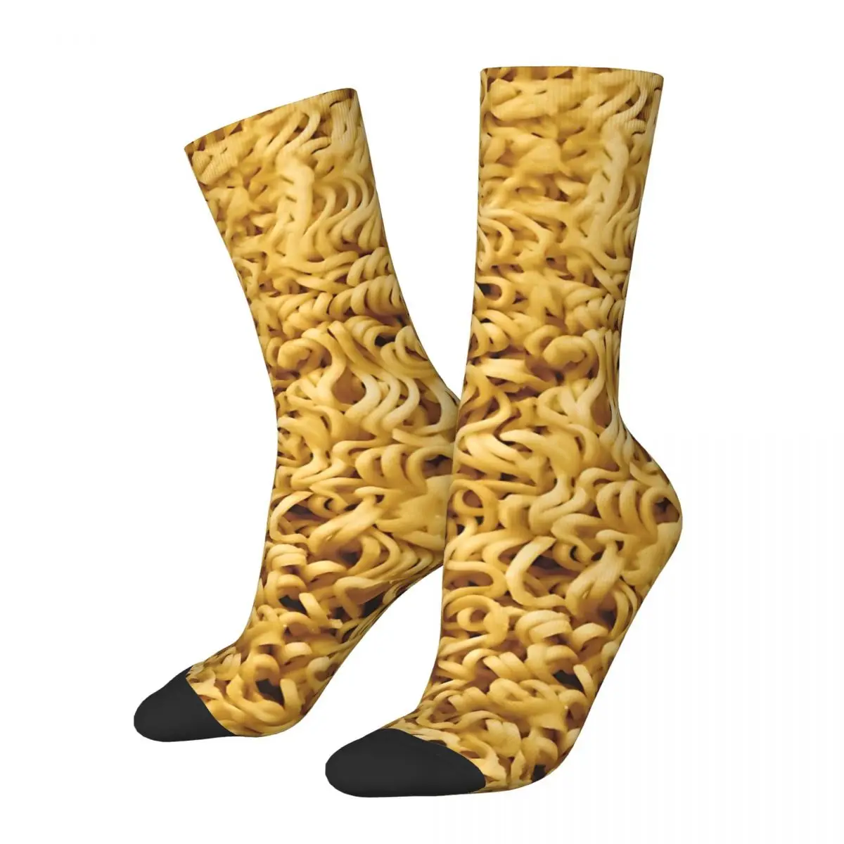 Funny Crazy compression Sock for Men Noodle Hip Hop Harajuku Ramen Noodle Happy Seamless Pattern Printed Boys Crew Sock Casual