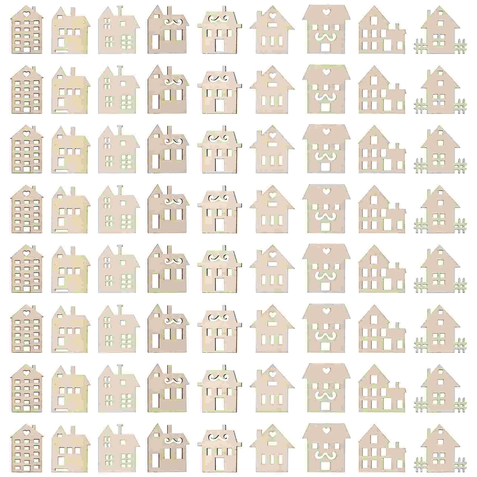 

100 Pcs House Doodle Wood Chips Scrapbooking Kids Hand-painted Toys Graffiti Crafts Suite Wooden Slices Blank Child Unpainted