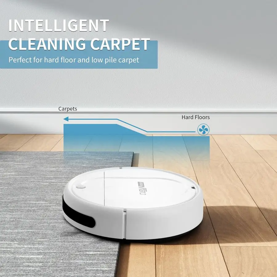 Kombinasi Vacuum dan Mop, Robot Vacuum Cleaner, Robot Vacuum 3in1, Kebisingan Rendah, Desain Ramping, Anti Kusut, Penghindaran Rintangan Canggih, P