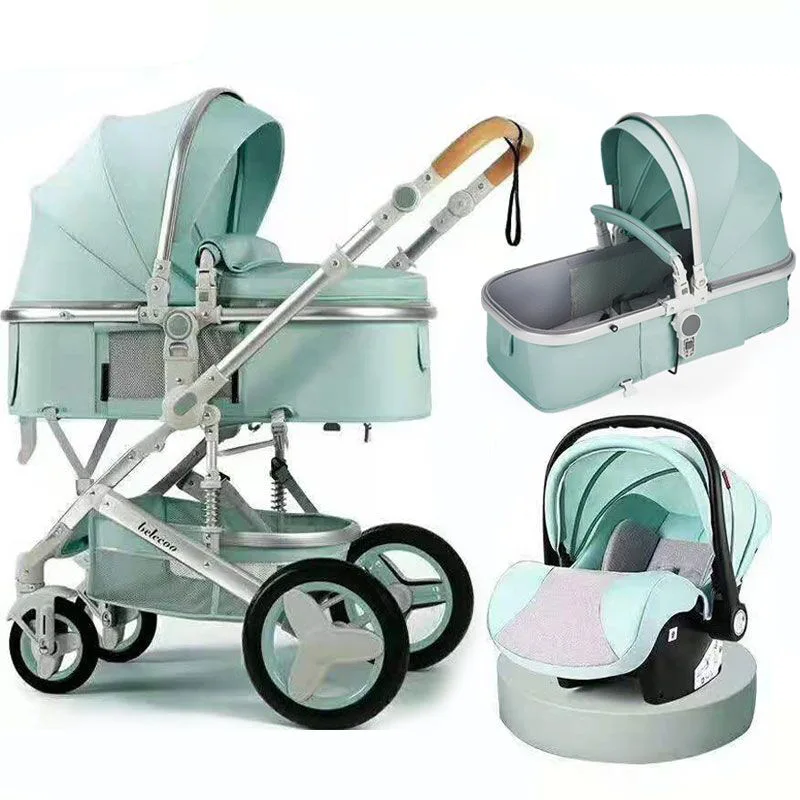 Multifunctional Baby Stroller 3 In 1 High-view Stroller Can Sit and Lie Two-way Newborn Baby Stroller with Basket