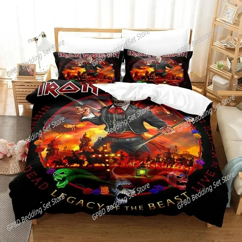 

Iron Heavy Metal Maidens Bedding Set Duvet Cover Bed Set Quilt Cover Pillowcase Comforter king Queen Size Boys Adult Bedding Set