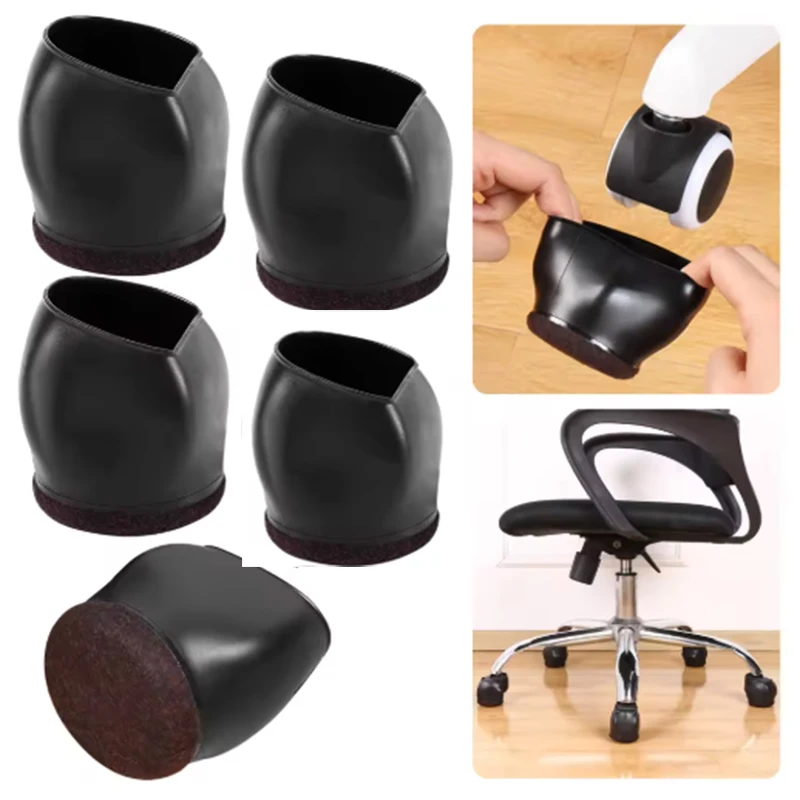 10pcs Chair Caster Covers Felt Botto Cups Sofa Bed Office Chair Wheels Stopper Protectors Covers Silicone Prevents Scratches