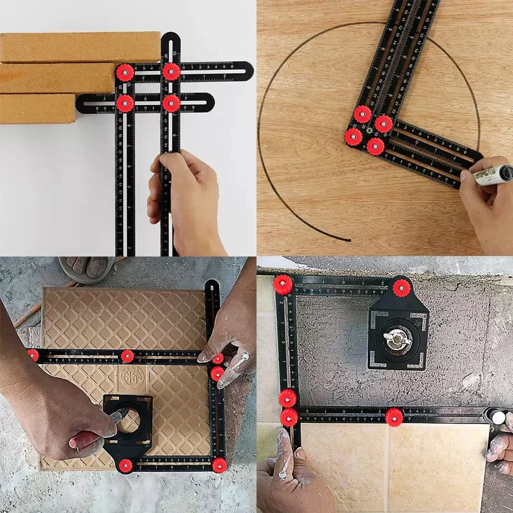 9/6 piega in lega di alluminio angolo righello Finder righello di misurazione modello di stampo perforato strumento localizzatore localizzatore