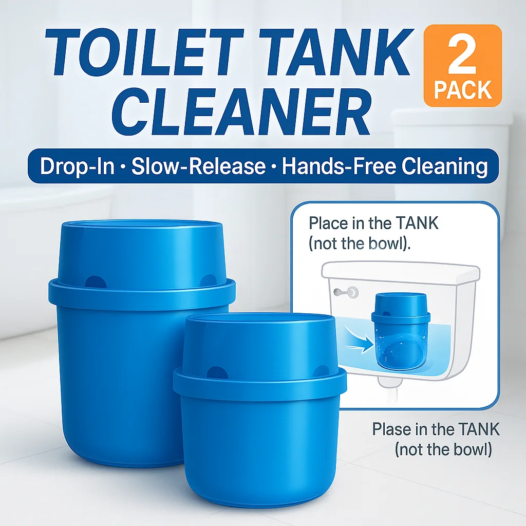 

2 Pack Toilet Tank Cleaner, Drop-In Slow-Release, Long-Lasting Blue Water, Odor Control