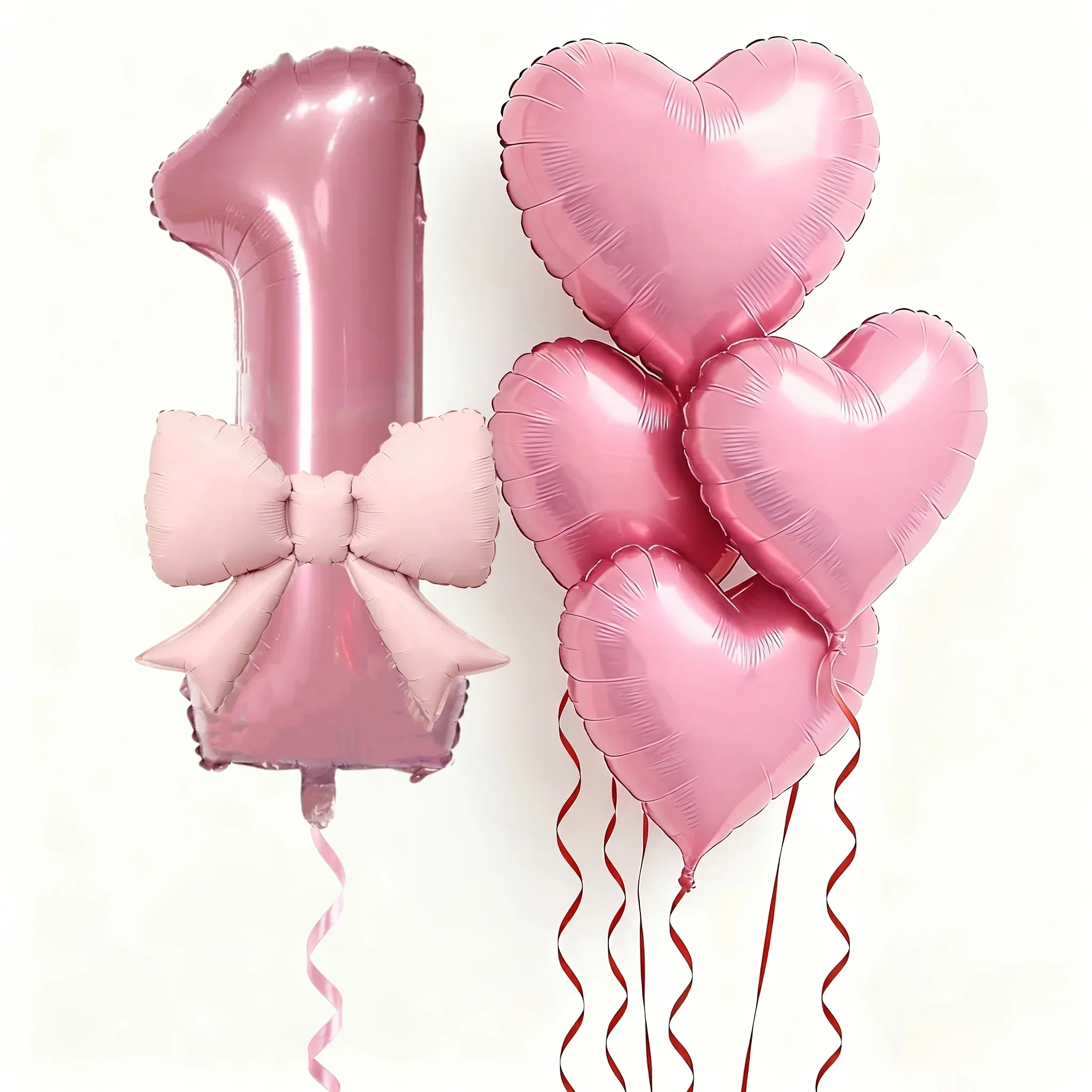 6 Stück rosa Schleifen-Herzballons, 40 Zoll, Nummer 0-9, Ballon, Geburtstagsdekoration für Erwachsene, Valentinstag, Jubiläumsfest – Detail 4