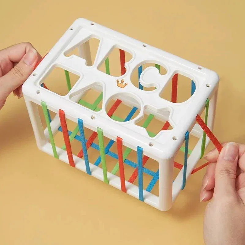 TEMIKIDS bébé forme tri jouets enfants Montessori jouets éducatifs coloré sensoriel Cube jouets avec bandes élastiques pour Fine Mot