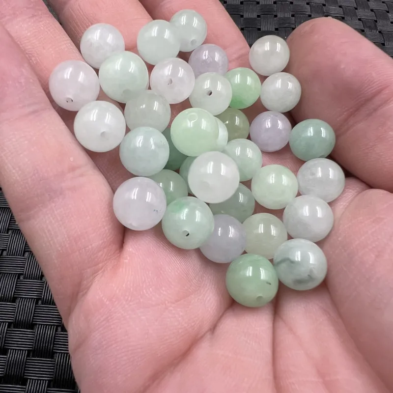 Jade Scattered Beads Jade Bashan Material Loose round Beads Scattered Beads Quartz Rock Jade Scattered Beads10mm Bracelet Neckla