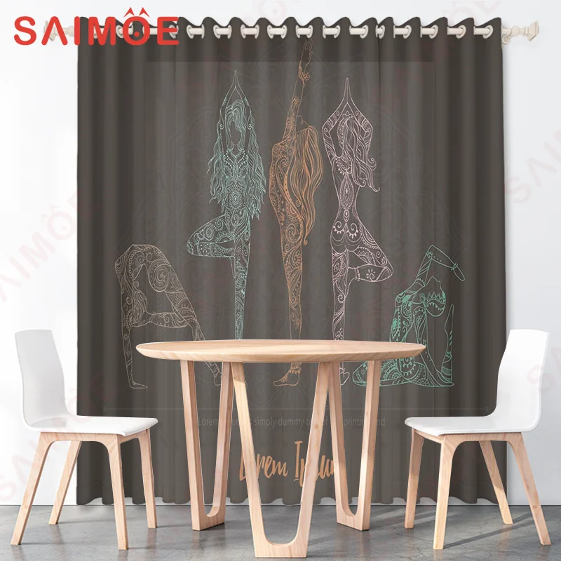 Classic Girls Sports Yoga Curtains Solid Colors Background Thin Polyester Fabric Office Yoga Studio Custom Decoration with Hooks